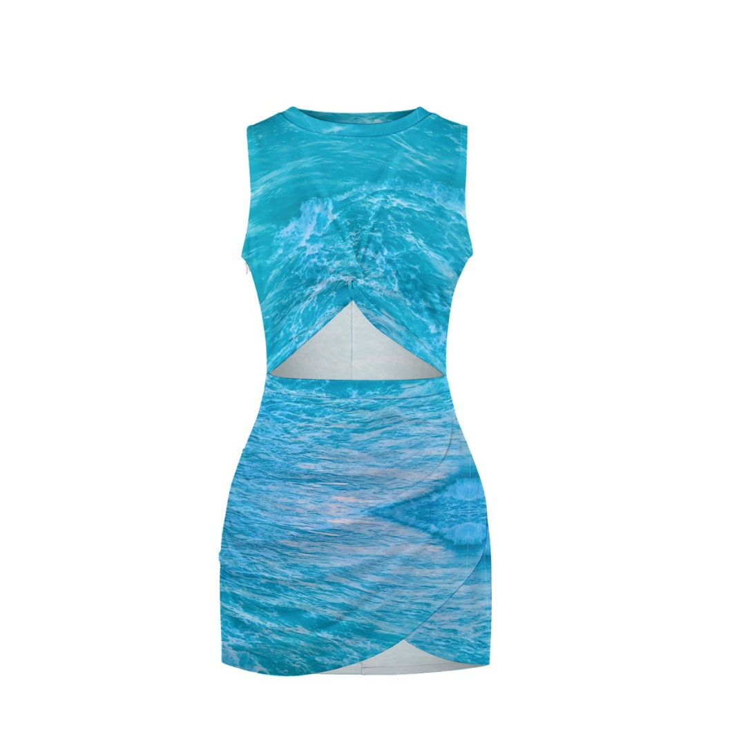 Vestido Azul con Abertura