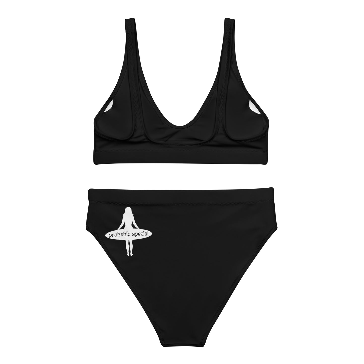 Classic Black PS Logo Recycled High Waisted Bikini UPF 50+