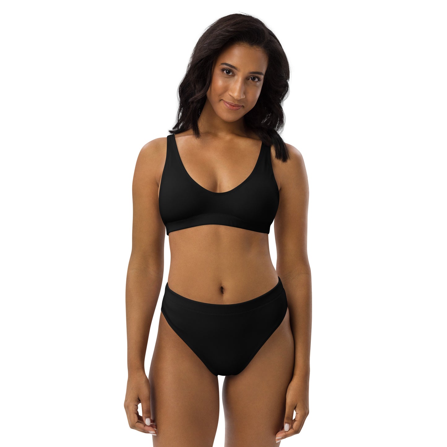 Classic Black PS Logo Recycled High Waisted Bikini UPF 50+