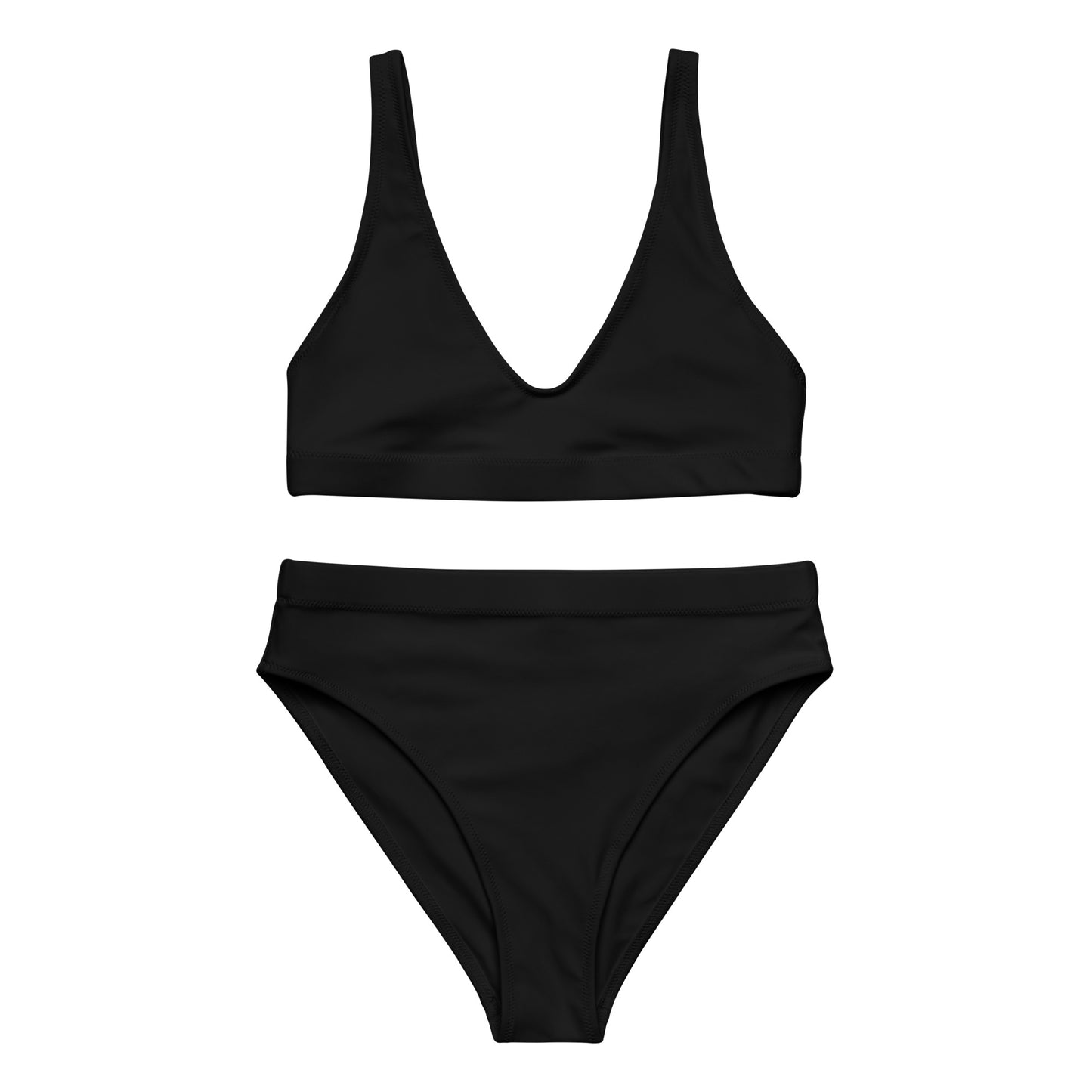 Classic Black PS Logo Recycled High Waisted Bikini UPF 50+