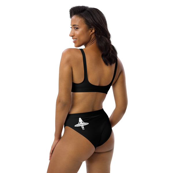 Classic Black PS Logo Recycled High Waisted Bikini UPF 50+