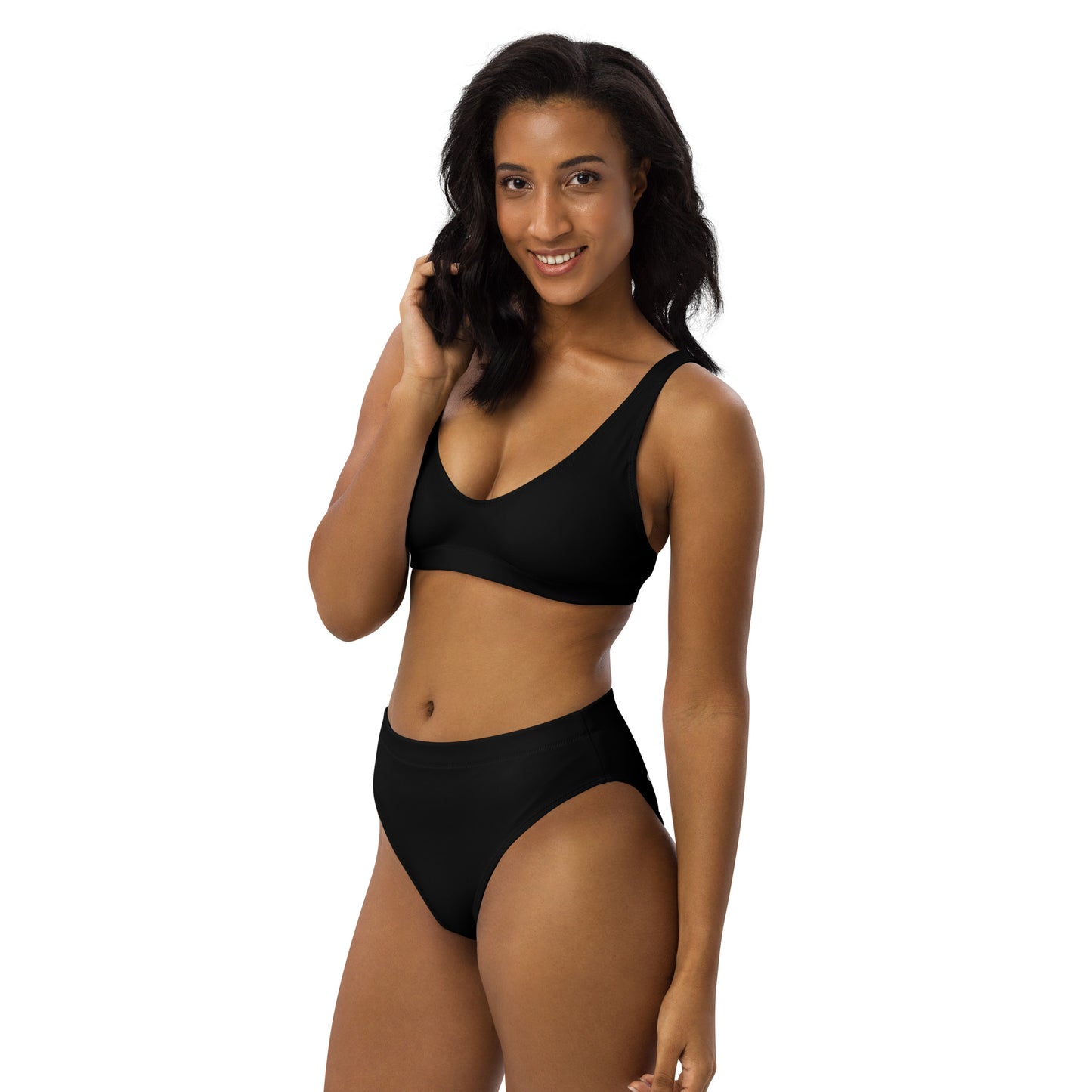 Classic Black PS Logo Recycled High Waisted Bikini UPF 50+