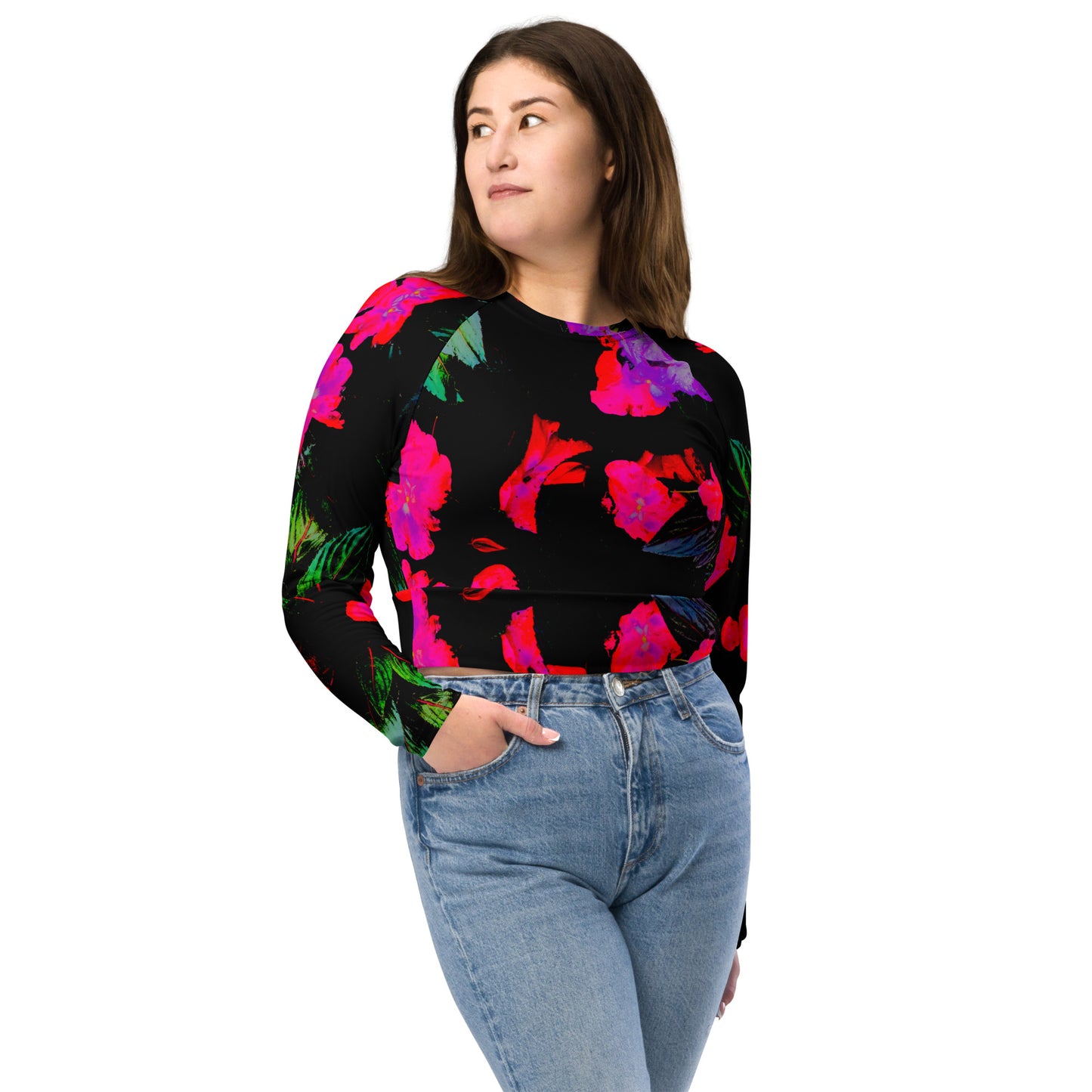 busy lizzy recycled UPF+ 50 long-sleeve crop top