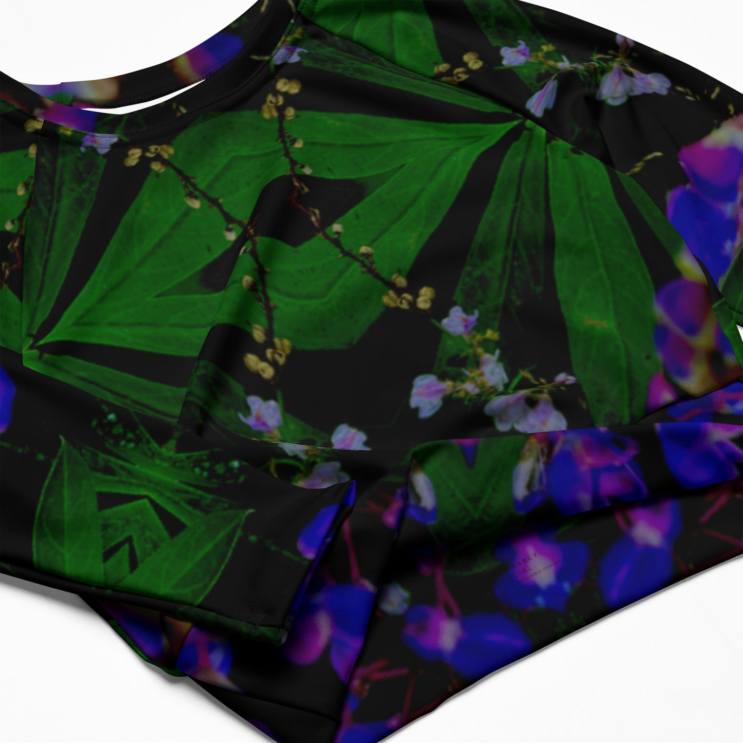 Luxurious Lupins Recycled Long-Sleeve UPF 50+ Crop Top