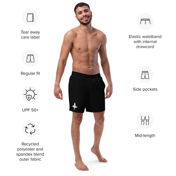 Classic Black Men's Recycled Board Short UPF 50+