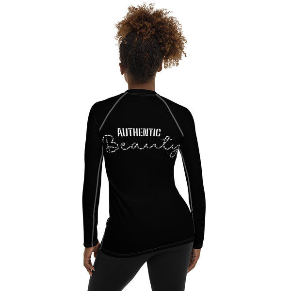 Classic Black Authentic Beauty UPF+ 50 rash guard