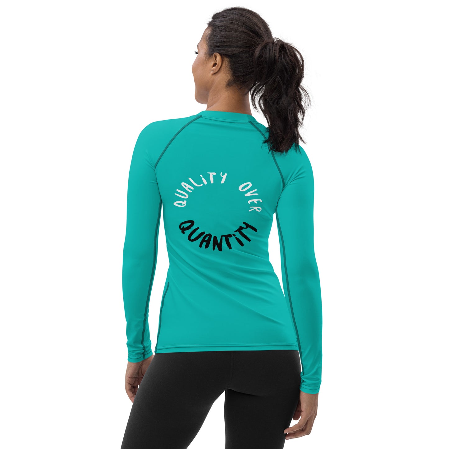 Cyan Green Quality over Quantity UPF 50+ Rash Guard