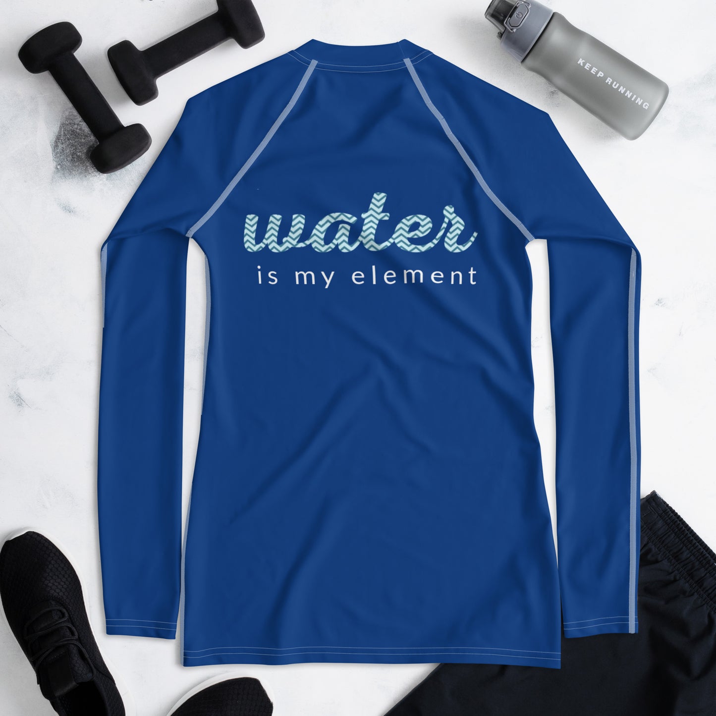 Water is My Element Azul  Rash Guard UPF 50+