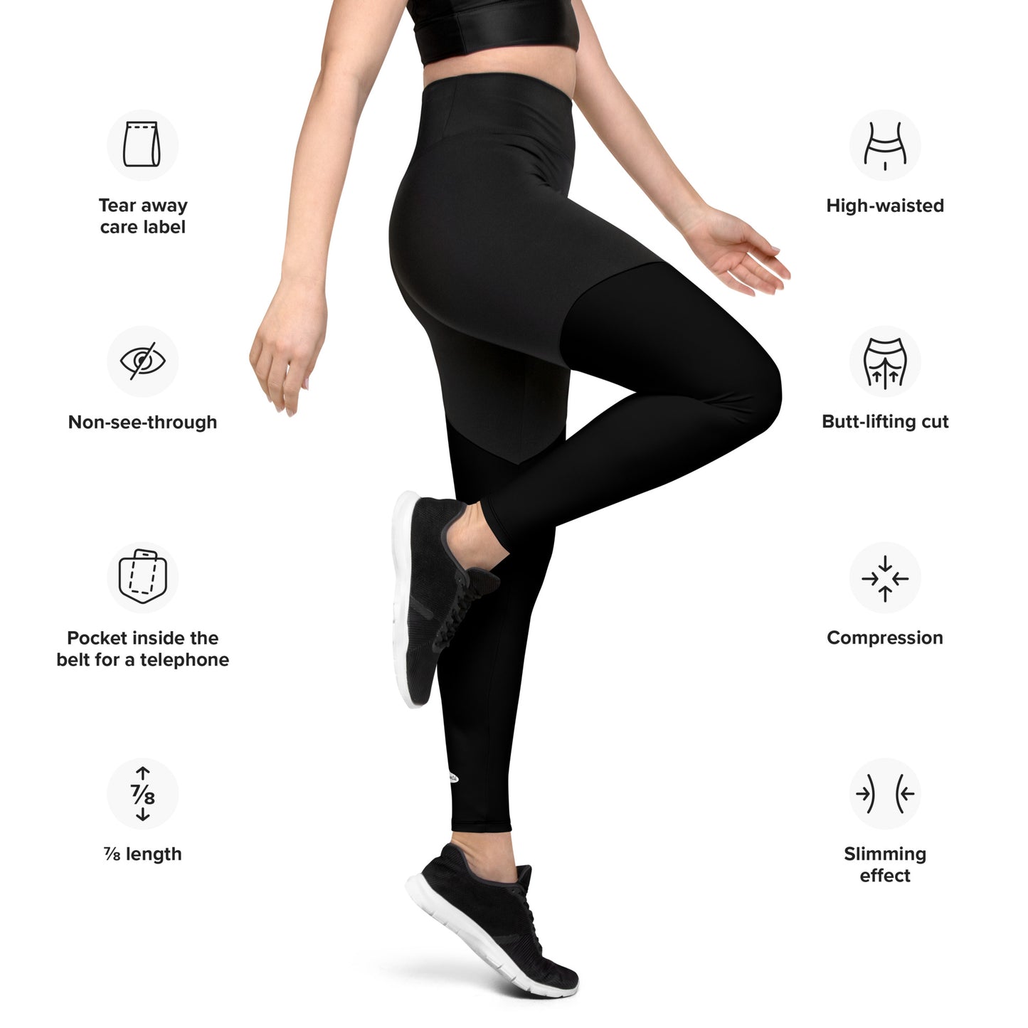 Classic Black Performance Leggings with Pocket