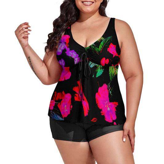 Busy Lizzy Plus Size Two Piece Tankini with Short